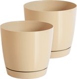 Prosperplast Set van 2x plantenpotten - rond - goud - Ø21cm - kunststof - voor binnen/buiten