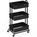 Simple Houseware Rollende kar met 3 niveaus, heavy duty, metaal, zwart