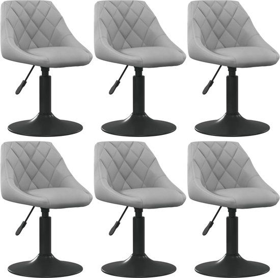 vidaXL Eetkamerstoelen draaibaar 6 stuks fluweel lichtgrijs