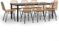 vidaXL 9-delige Tuinset Poly Rattan Bruin