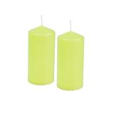 Homéa Set van 2 zuilkaarsen D 5 x H 10 cm Essentiel groen