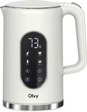 Olvy Waterkoker met Temperatuurregeling - Warmhoudfunctie - Kalkfilter - RVS - Dubbelwandig - Elektrisch - 1.7 Liter - 2200W - Crème Wit