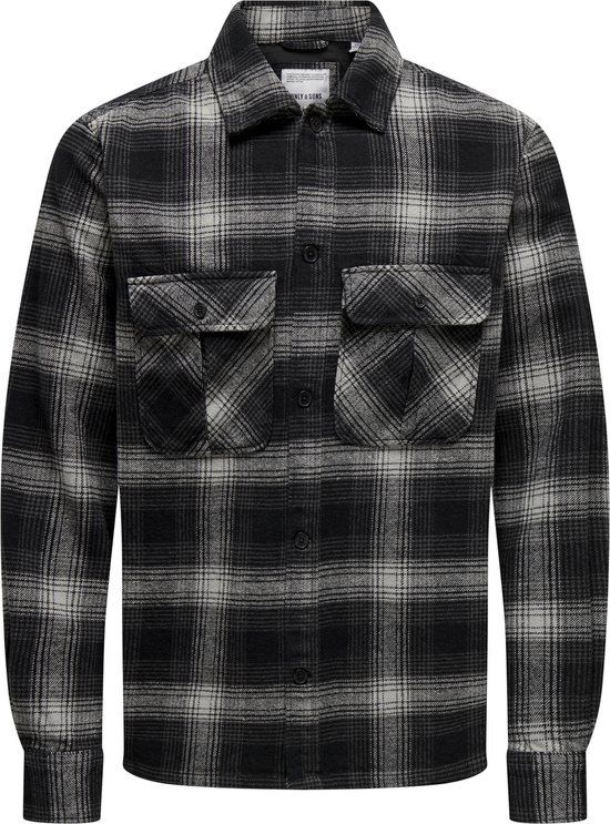 ONLY & SONS ONSCEDRIC Life Check Overshirt - Grijs - Maat M