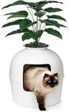 Bundle & Bliss Secret Kattenbak van - Verborgen kattenbakbehuizing, gepatenteerd ontwerp met geurbestrijding, inclusief kunstplant, koolstoffilter en echte stenen
