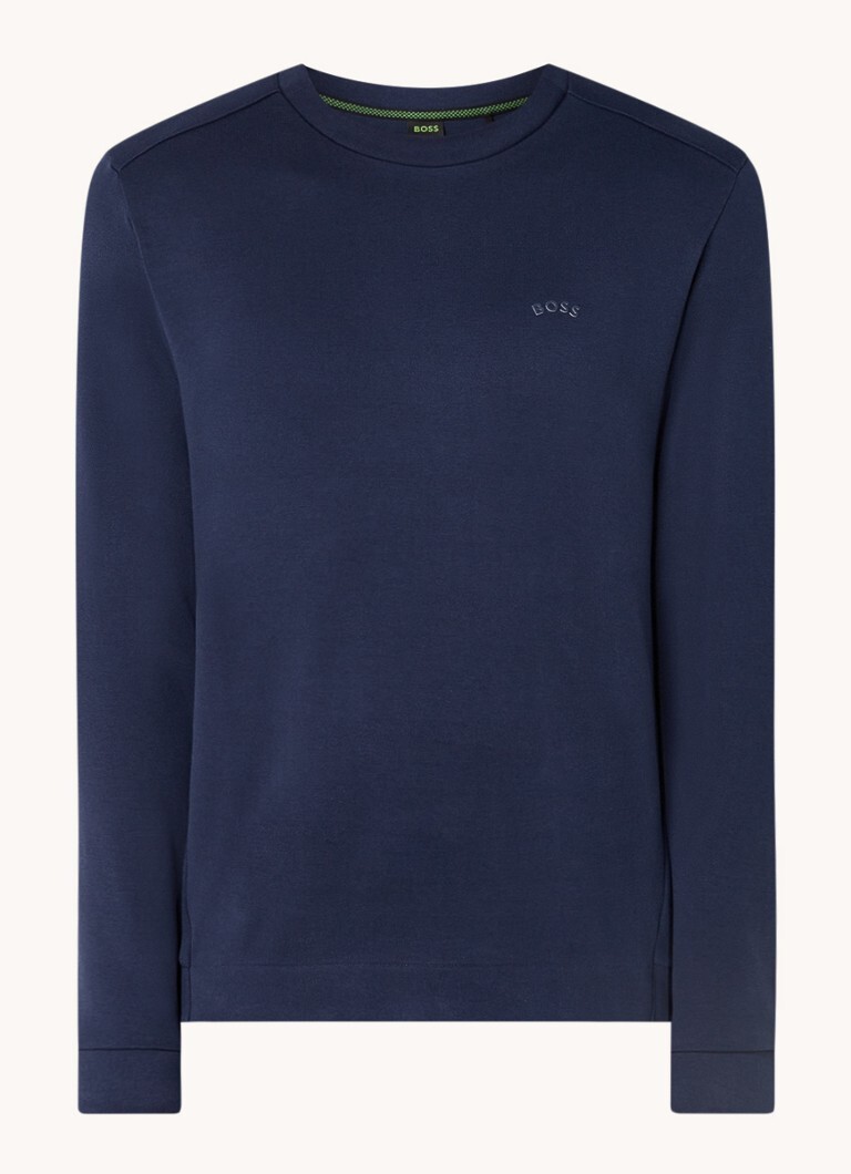 HUGO BOSS HUGO BOSS Salbo Curved sweater met piqué geweven achterpand