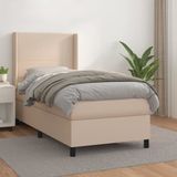 vidaXL Boxspringbed met matras, kunstleer, cappuccinokleurig, 90x200 cm