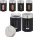 Merkloos Relaxdays kruidenpotjes - set van 6 - strooigaatjes (3 groottes) - 290 ml - glas - rvs - zwart
