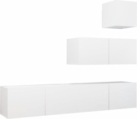 vidaXL 4-delige Tv-meubelset bewerkt hout wit