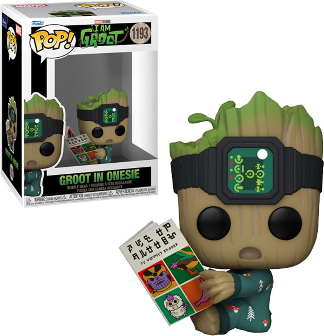 Funko marvel: i am groot pop vinyl: groot in onesie reading