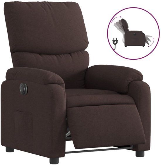 vidaXL Fauteuil verstelbaar elektrisch stof donkerbruin