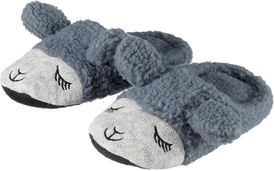 - Kinder dieren pantoffels/sloffen lama/alpaca grijs slippers 30/31