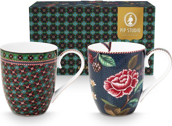 Pip Studio Berry Blues mokken set XL 450ml donkerblauw