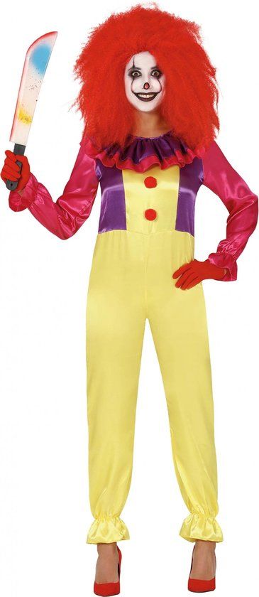 Fiestas Guirca Killer Clown Costume - Red/Yellow - Size L