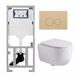 Geberit QeramiQ Dely Swirl Toiletset - 36.3x51.7cm - Geberit UP320 inbouwreservoir - met Burda frame - slim zitting - bedieningsplaat beige - ronde knoppen - mat wit