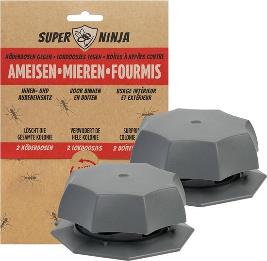 Super Ninja Mierenlokdoos - Ecologisch, Veilig en Effectief Mieren Bestrijden - 2 Mierenlokdoosjes - Voor Binnen en Buiten - Verwijderd Snel de Hele Kolonie - Werkzaam tot 4 weken