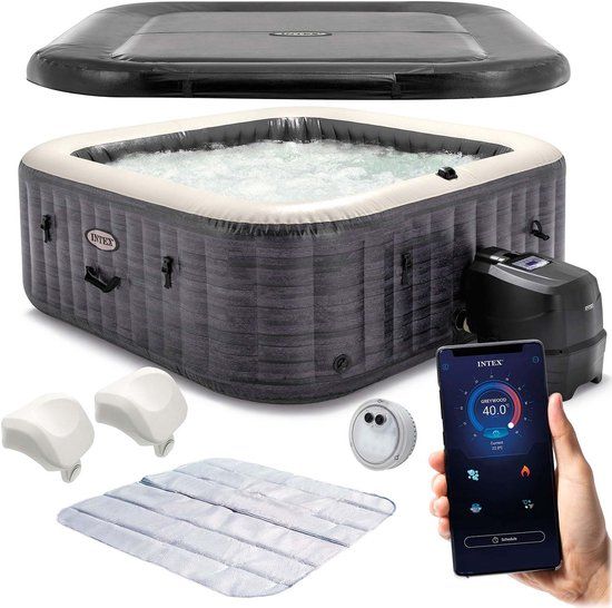 Intex PureSpa Greystone Deluxe 4 persoons spa - Vierkant - WiFi