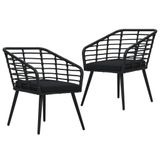 VidaXL Tuinstoelen 2 stuks met kussens, polyrattan, staal, zwart