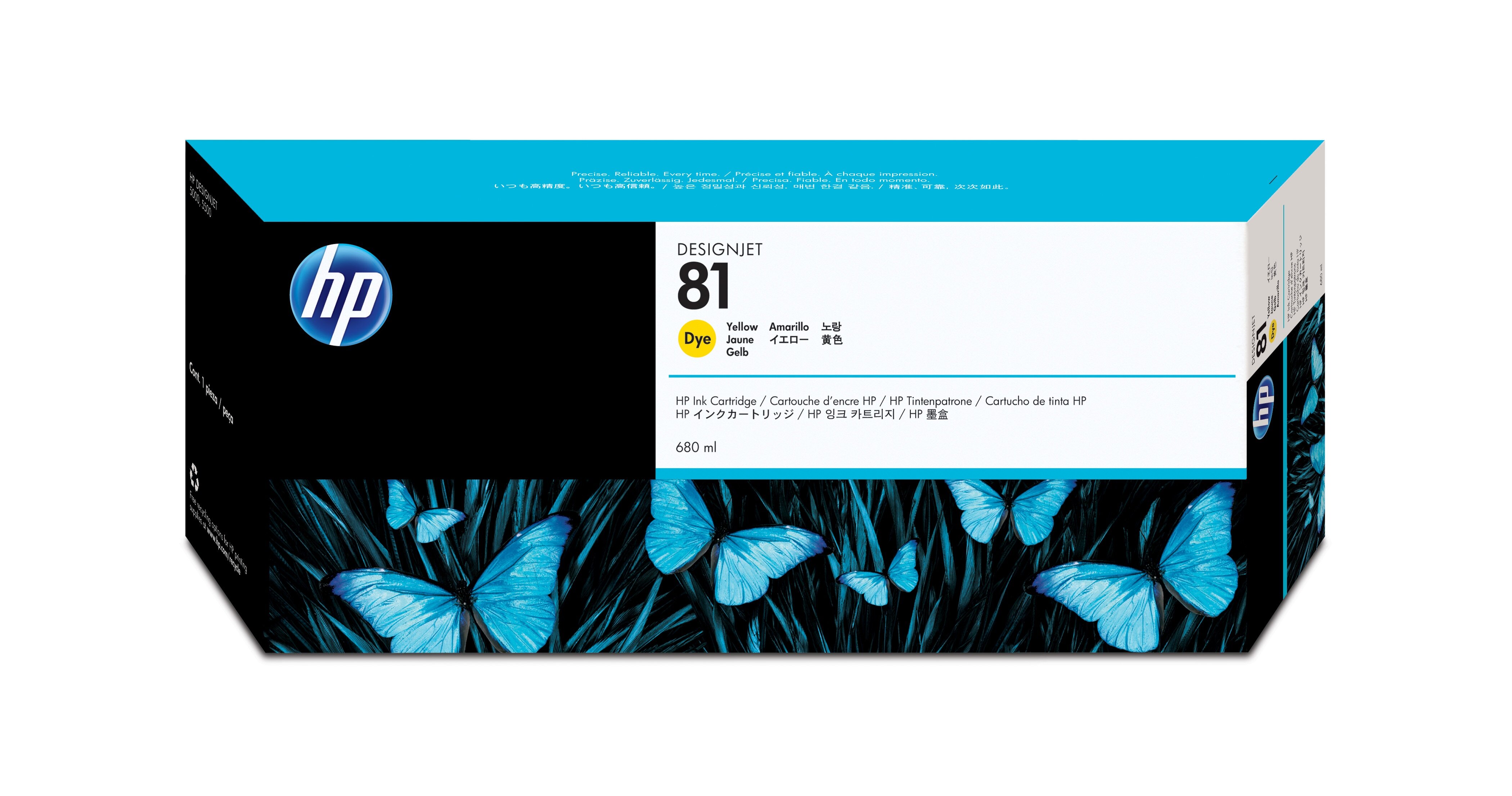 HP 81 gele DesignJet kleurstofinktcartridge, 680 ml single pack / geel
