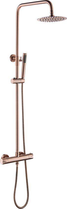 Aloni Optima Rondo Thermostatische Douchekolom Geborsteld Koper