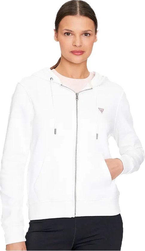Guess Mini triangle Dames hoodie met capuchon Lange mouw Katoen Wit