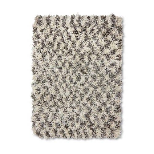 HKLIVING vloerkleed wol Shaggy crème/donkerbruin (300x200 cm)