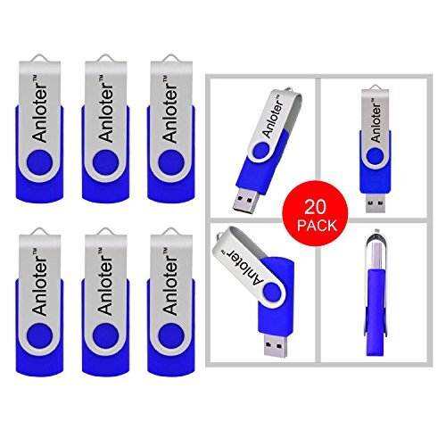 Anloter AnloterTM 20 Pack Mooi Draaibaar Ontwerp USB Flash Drive Memory Stick Vouwen Opslag Duim Stick Pen 1GB Blauw