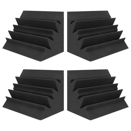 JBER 4-pack akoestische schuimbas val studio schuim 30 cm x 17,8 cm x 17,8 cm geluiddichte bekleding wandpanelen hoekblok afwerking voor studio's thuis en theater