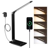 UPXNBOR Dimbare led-bureaulamp voor kinderen, kantoor en lezen | Tafellamp met oogbescherming, USB-oplaadpoort, 5 temperaturen en 5 helderheden, timer en geheugenfunctie