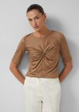 s.Oliver BLACK LABEL s.Oliver - Slim fit jersey overhemd met knoopdetail - cognac - Maat 42