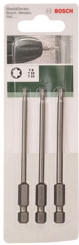 Bosch 3-delige schroefbitset (T) T8; T10; T15; 89 mm