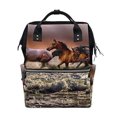 MONTOJ Animal Horse Canvas Travel Bag Campus Backpack