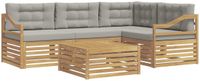 vidaXL Hoek loungeset Wit en lichtgrijs Acacia hout Inclusief tafel 4 zitplekken Nee