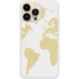 Apple Bedrukt siliconen hoesje compatibel met iPhone 14 Pro Max Map beige