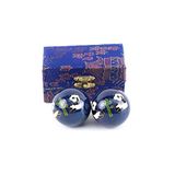 Lachineuse Set Qi Gong Panda ballen - Chinese anti-stress ballen van email ø 45 mm - Gezondheidsballen - Zen ontspanning geschenkdoos - Aziatisch artikel Japan China Feng Shui - Kleur: blauw