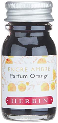 Herbin 13756ST – een fles met geur "Die subtiles" voor vulpen en rollerbalpen, 10 ml (product zonder verpakking, geen afval), barnsteen en geur oranje