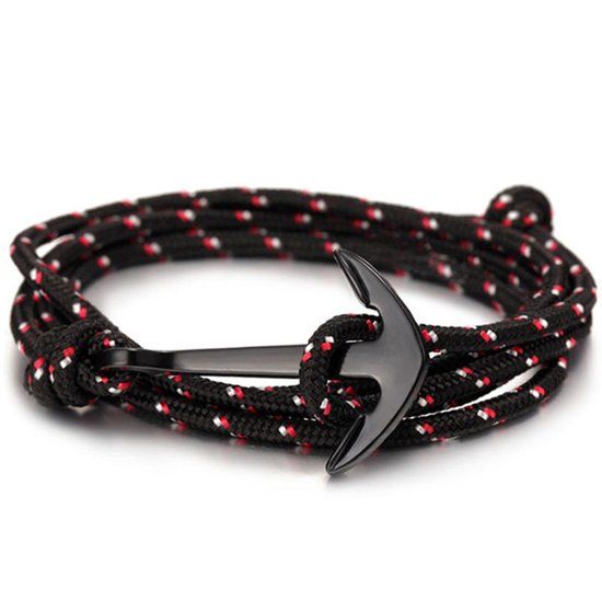 LGT JWLS Lookinggoodtoday Zwarte anker armband met polyester koord
