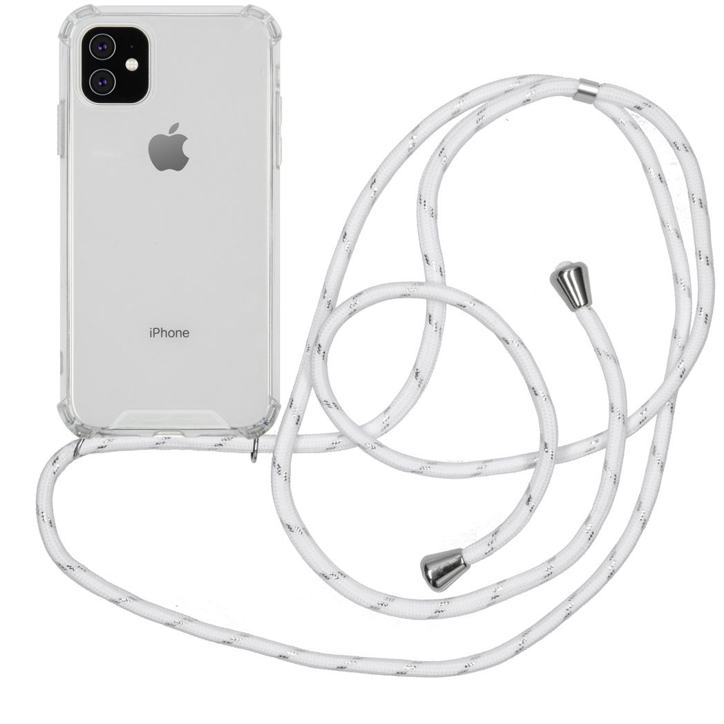 Backcover met koord iPhone 11 hoesje - Wit Zilver