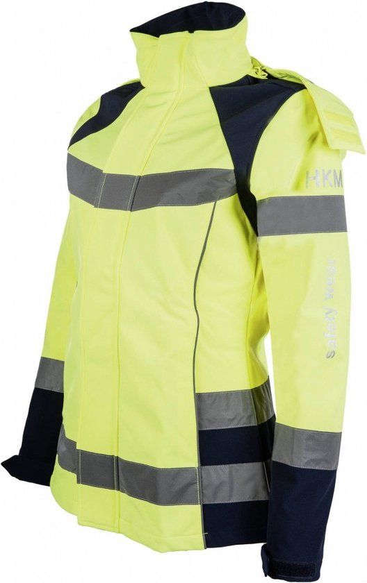 HKM Softshell Jas - Safety - Neongeel/Zilver - Maat 140 - Unisex - Kinderen