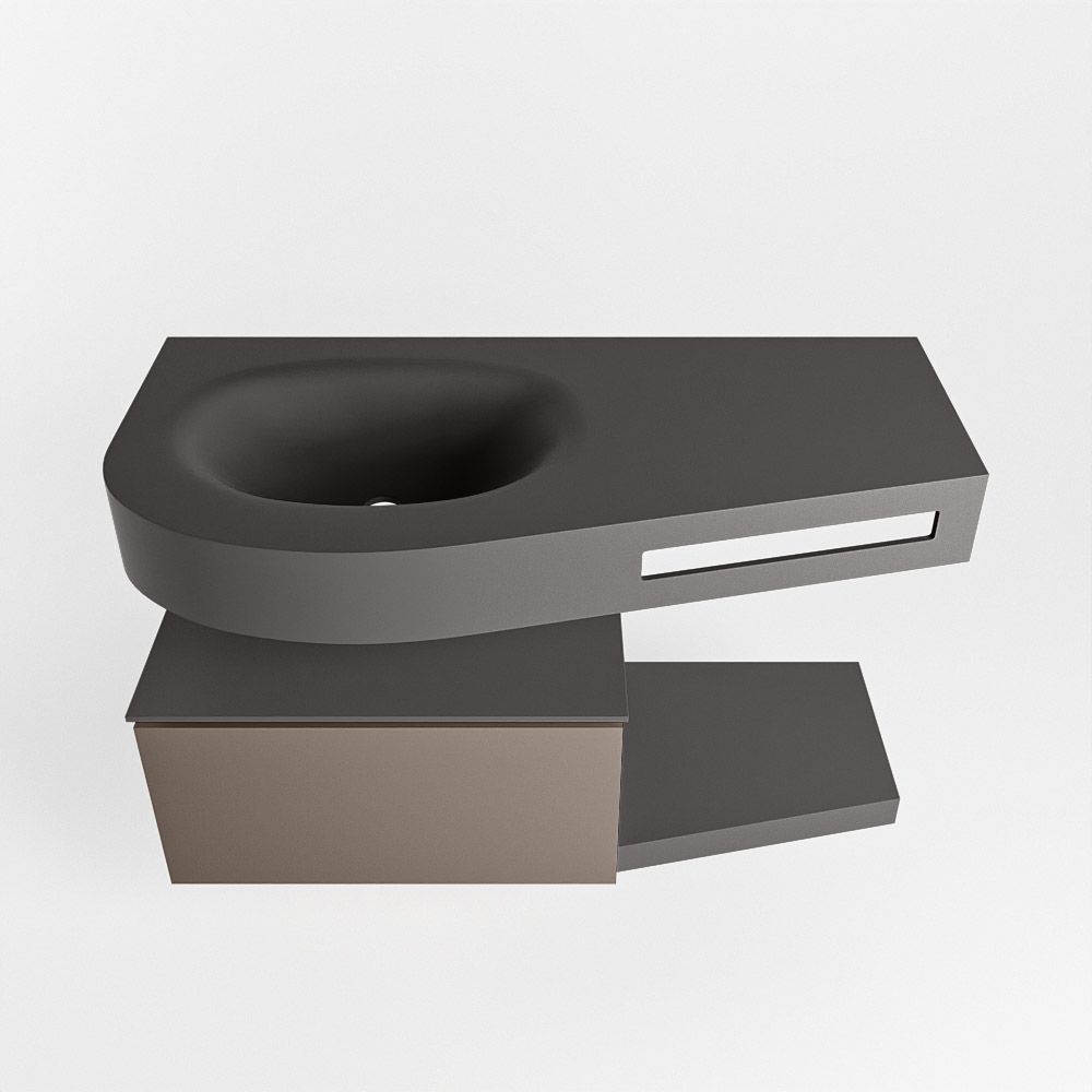 Mondiaz Riva Dulcet Badkamermeubel - 100cm - Dark Grey & Smoke - Links