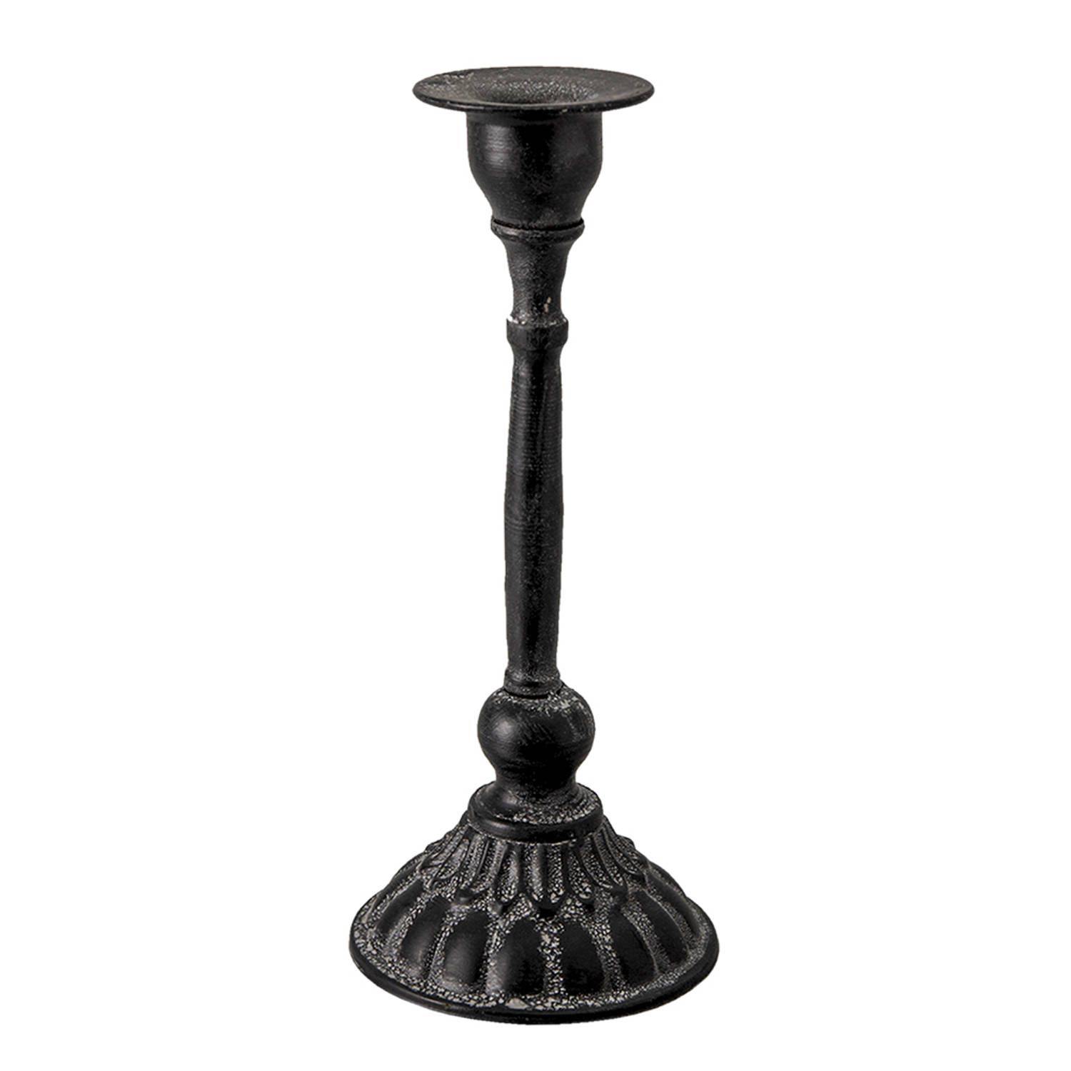 Clayre & Eef Kandelaar - ø 10x24 cm - Zwart - Metaal