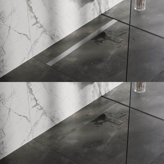 Brauer Douchegoot 110cm - met Vloerflens - Zero/Tegelinlegrooster (omkeerbaar) - Geborsteld RVS