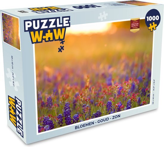 MuchoWow Puzzel Bloemen - Goud - Zon - Legpuzzel - Puzzel 1000 stukjes volwassenen - Sinterklaas cadeautjes - Sinterklaas voor grote kinderen