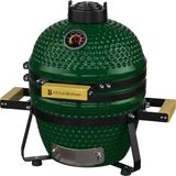KitchenBrothers Kamado BBQ - 13 Inch Houtskool Barbecue - 27⌀ cm - PFAS-vrij - Deluxe Set - Egg BBQ met Accessoires inclusief Hoes - Vaderdag Cadeau - Groen