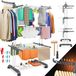 Sèche-linge sans marque avec roulettes, pliable et peu encombrant, 4 niveaux et 2 ailes latérales pour intérieur et extérieur