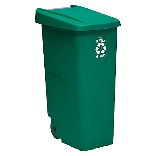 WELL HOME MOBILIARIO & DECORACIÓN Recycling container 110 liter, gesloten met deksel, ideaal voor het recyclen van glas, met wielen