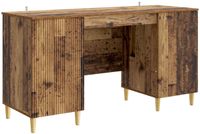 vidaXL Bureau met plank, gerecycled hout, 142,5 x 50 x 75 cm, houtvezel