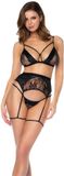 Mapale Mapalé Sexy Midnights Captive - Drie-delige Set - Zwart - Maat L/XL