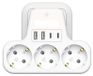 Multiprise 7-en-1 - Plat - USB C - Multiprise - Chargeur triple - 3680 W - Blanc