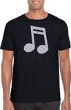 Bellatio Decorations Shoppartners Bv Zilveren Muziek Noot T-shirt Zwart Heren XL