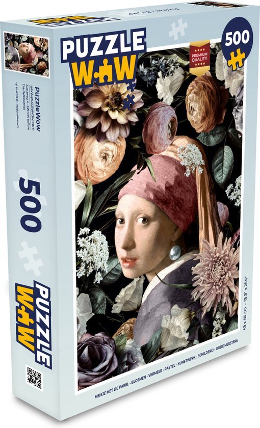 MuchoWow Puzzel Meisje met de parel - Bloemen - Vermeer - Legpuzzel - Puzzel 500 stukjes